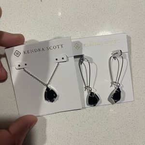 Kendra Scott Cory Necklace/Carinne Earring Set Black/Silver
